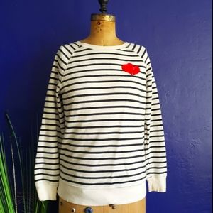 Striped tunic sweatshirt with heart ❤ applique